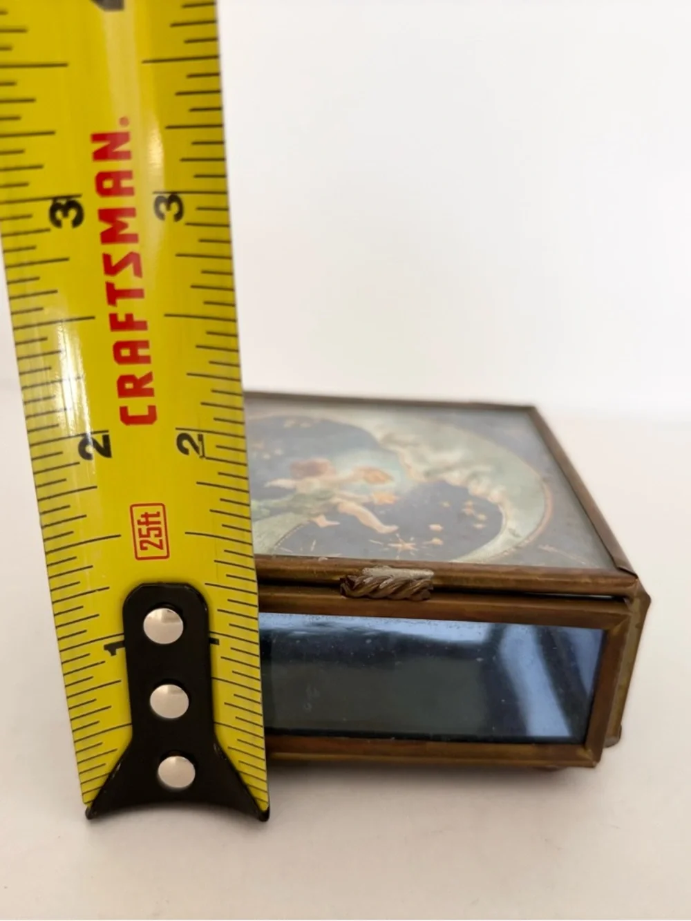 Vintage Celestial Themed Handcrafted Via Vermont Glass and Brass Trinket Box - Picture 9 of 11